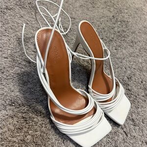 ASOS White Strappy Square Toe Lace-Up Stiletto Heels